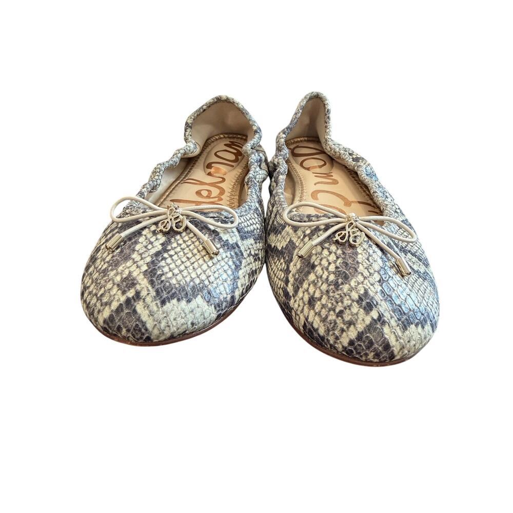Sam Edelman Felicia Ballet Roccia Snake Print Gray Cream Size 7.5 Classic - Picture 3 of 9